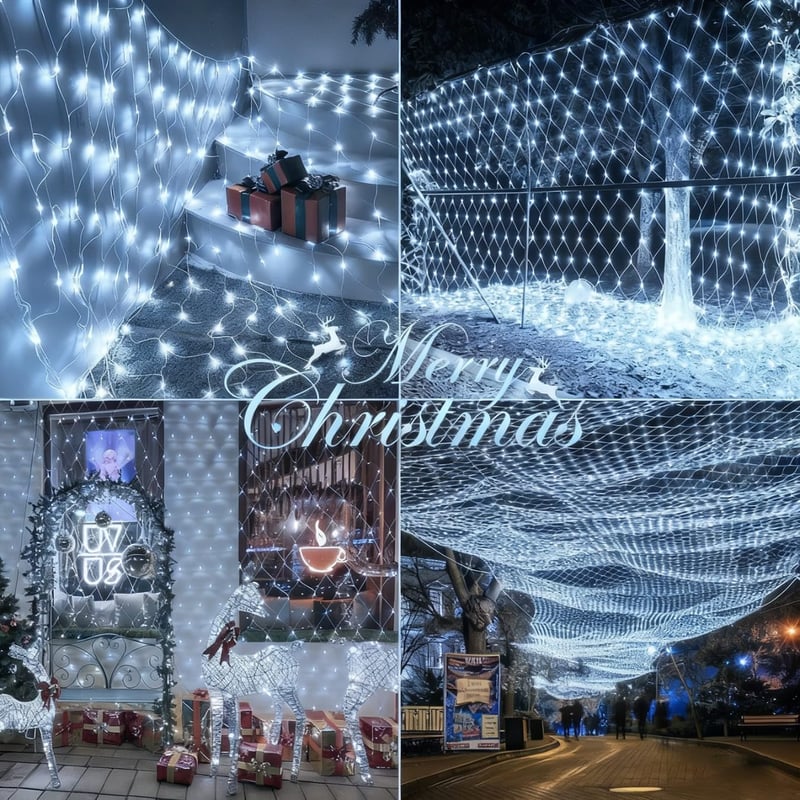 Dekofun 3x2m 200 LED Kültéri Fényhálózat Időzítővel, 8 Üzemmód, Vízálló Karácsonyi Dekoráció