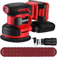 DEKOPRO 20V akkus orbitális csiszológép, 125 mm, 13000 RPM, 2000 mAh, porzsákkal, 15 csiszolópapírral 1