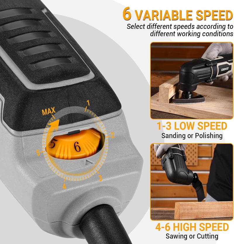 DEKOPRO 300W Multifunkciós Oszcilláló Gép 22000 RPM 6 Fokozat Fához Fémhez