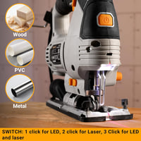 Ferăstrău pendular electric DEKOPRO 800 W cu LED și laser, 6 trepte de viteză, 800-3000 RPM, pentru lemn, metal și plastic, tăiere la 45 de grade, set 10 piese 3
