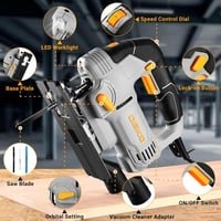 Ferăstrău pendular electric DEKOPRO 800 W cu LED și laser, 6 trepte de viteză, 800-3000 RPM, pentru lemn, metal și plastic, tăiere la 45 de grade, set 10 piese 8