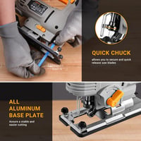 Ferăstrău pendular electric DEKOPRO 800 W cu LED și laser, 6 trepte de viteză, 800-3000 RPM, pentru lemn, metal și plastic, tăiere la 45 de grade, set 10 piese 4