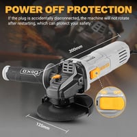 DEKOPRO 800W Sarokcsiszoló 125mm Állítható Fordulatszám 12000 min-1 Védőburkolattal 6
