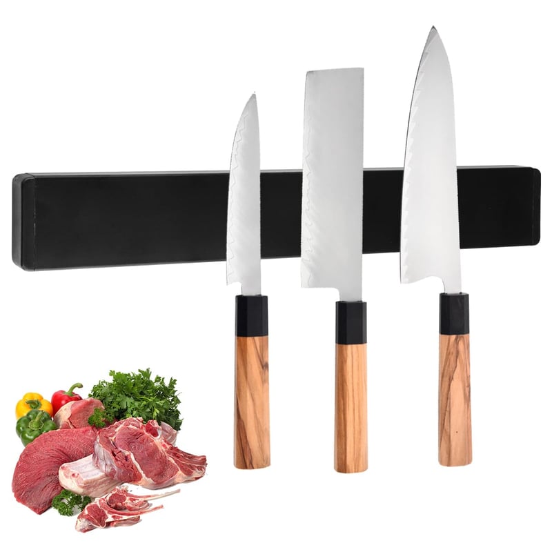 Suport Magnetic pentru Cuțite Dekorinex, Oțel Inoxidabil, 30 cm, Negru, Bloc pentru Cuțite de Bucătărie, Suport de Perete