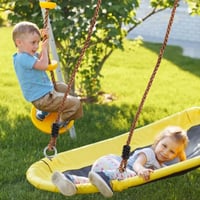 Sada hojdacích lán DELAESI 2 ks, Nastaviteľné predlžovacie lano s pružinovou karabínou, 1,8 m, na hojdaciu sieť, hojdačku a kolísku, žlté 4