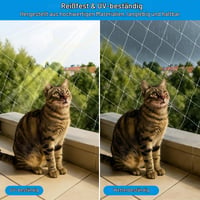 Plasă de protecție pentru pisici DELAESI pentru balcon 3x8 m, plasă de siguranță decupabilă cu frânghie de fixare și accesorii, pentru terasă, fereastră, ușă 6