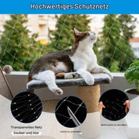 Plasă de protecție pentru pisici DELAESI pentru balcon 3x8 m, plasă de siguranță decupabilă cu frânghie de fixare și accesorii, pentru terasă, fereastră, ușă 3