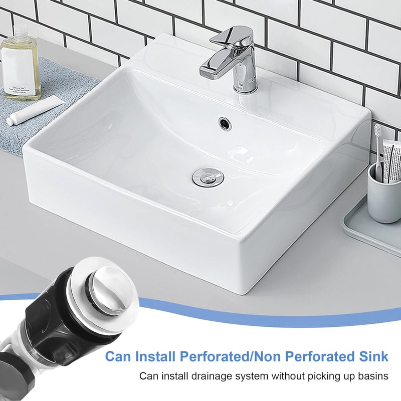 DELAESI Szagtalan Mosdó Lefolyó Szett Kihúzható Flexibilis Csővel és Pop-up Dugóval - Rozsdamentes Acél Szifon Fürdőszobába és Konyhába - Sink Drain Kit