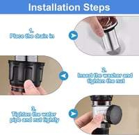 DELAESI Szagtalan Mosdó Lefolyó Szett Kihúzható Flexibilis Csővel és Pop-up Dugóval - Rozsdamentes Acél Szifon Fürdőszobába és Konyhába - Sink Drain Kit 3