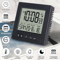 Delamiya Digitális Rádiós Ébresztőóra Hőmérővel Naptárral Fekete 3