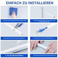 Delamu biela plochá samolepiaca káblová lišta 3,24 m (9 ks – 12x8 mm) na stenu za TV, mini káblový žľab pre 1 kábel 9
