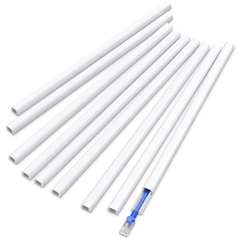Delamu biela plochá samolepiaca káblová lišta 3,24 m (9 ks – 12x8 mm) na stenu za TV, mini káblový žľab pre 1 kábel