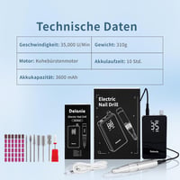 Delanie Elektromos Körömcsiszoló 35000 RPM LCD Kijelzővel, Akkumulátoros Köröm Reszelő Gél Körmökhöz, Hordozható Manikűr Pedikűr Készlet 6