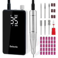Delanie Elektromos Körömcsiszoló 35000 RPM LCD Kijelzővel, Akkumulátoros Köröm Reszelő Gél Körmökhöz, Hordozható Manikűr Pedikűr Készlet 1