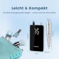 Delanie Elektromos Körömcsiszoló 35000 RPM LCD Kijelzővel, Akkumulátoros Köröm Reszelő Gél Körmökhöz, Hordozható Manikűr Pedikűr Készlet 4