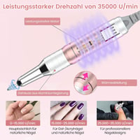 Delanie elektromos körömcsiszoló 35000 rpm, töltöthető gél körömfájl manikűr szett - Rosagold 4