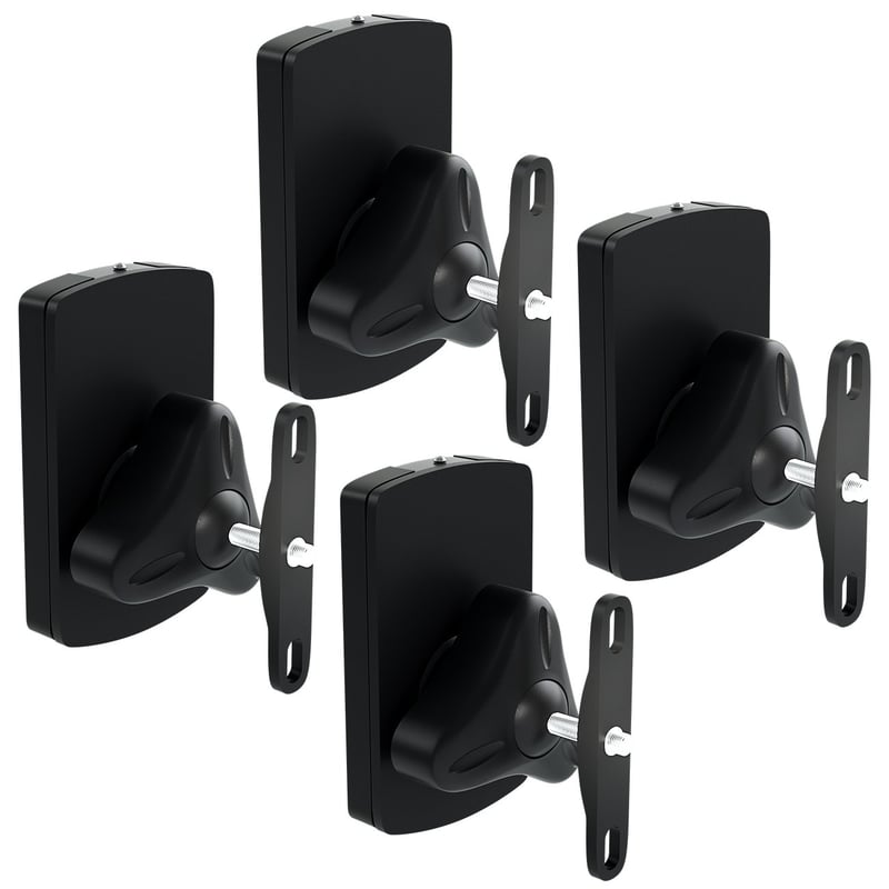 Suport universal de perete pentru boxe deleyCON, 10 kg, set de 4 bucăți, rotativ și înclinabil, montare pe perete și tavan, negru