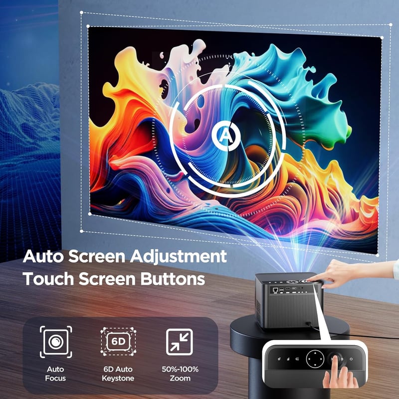 Delgeo 4K Projektor 15000 Lumen 5G WiFi Bluetooth Full HD Otthoni Mozi