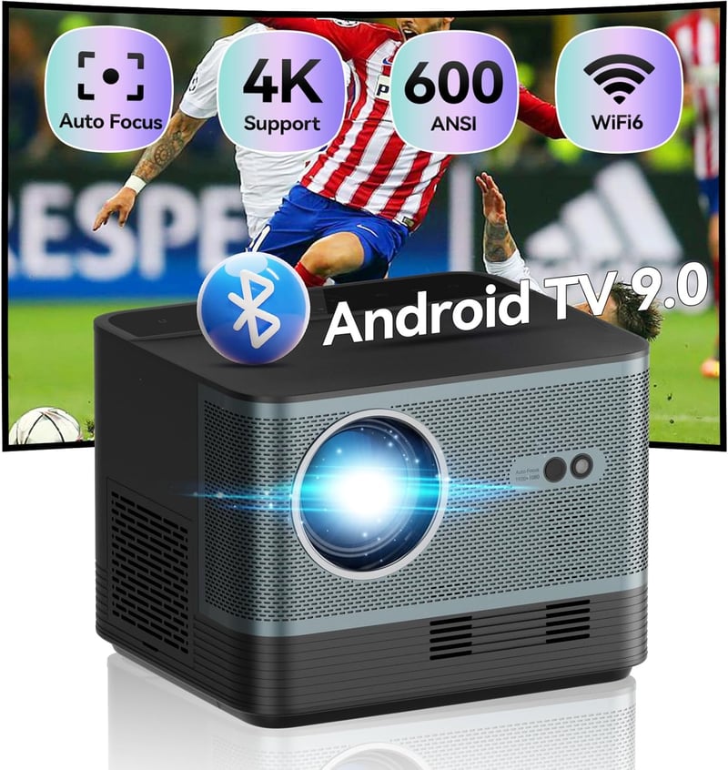 Delgeo 4K Projektor 15000 Lumen 5G WiFi Bluetooth Full HD Otthoni Mozi
