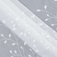 Delien Voile Vitrázs Hímzett Mintás Konyhai Függöny 90x45cm Fehér - H45 x B90 cm (1er Pack), White 5