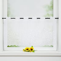 Delien Voile Vitrázs Hímzett Mintás Konyhai Függöny 90x45cm Fehér - H45 x B90 cm (1er Pack), White 1