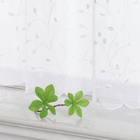 Delien Voile Vitrázs Hímzett Mintás Konyhai Függöny 90x45cm Fehér - H45 x B90 cm (1er Pack), White 4