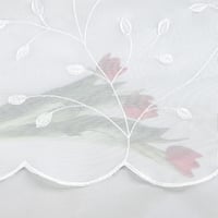 Delien Voile Vitrázs Hímzett Mintás Konyhai Függöny 90x45cm Fehér - H45 x B90 cm (1er Pack), White 6