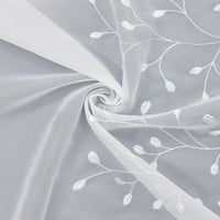 Delien Voile Vitrázs Hímzett Mintás Konyhai Függöny 90x45cm Fehér - H45 x B90 cm (1er Pack), White 7