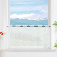 Delien Voile Vitrázs Hímzett Mintás Konyhai Függöny 90x45cm Fehér - H45 x B90 cm (1er Pack), White 2