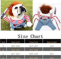 DELIFUR Chucky Jelmez Kutyáknak és Macskáknak - Vicces Halloween Kosztüm, Könnyű Parti Öltözék, L Méret, 15+ kg Háziállatoknak 5