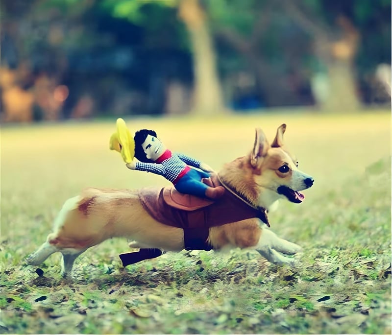 DELIFUR Cowboy Lovas Jelmez Kutyáknak - Állítható L-es Méret, Könnyen Használható Halloweeni Öltözet Kistestű, Közepes és Nagytestű Kutyákna