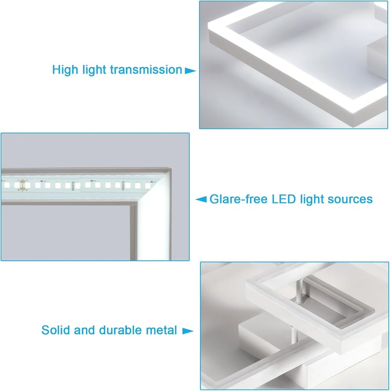 DELIPOP 36 W LED mennyezeti lámpa négyzet fehér 4050 lm 6500 K hideg fehér modern hálószoba nappali erkély