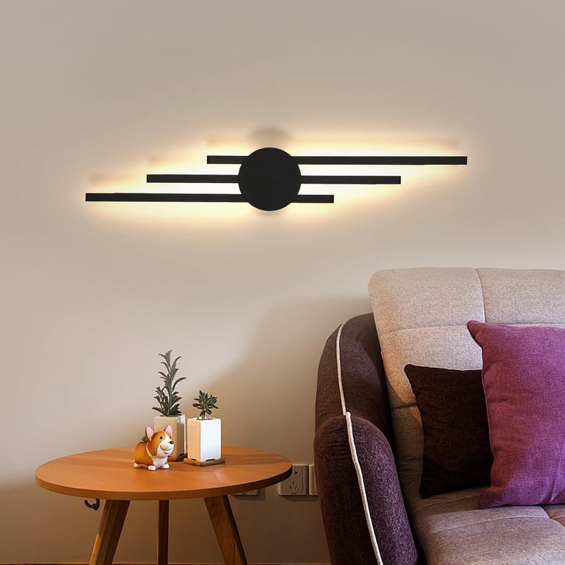 DELIPOP LED fali lámpa modern hosszú kialakítás fekete 24 W 2700 lm 3000 K meleg fehér 58 cm folyosóra lépcsőházba