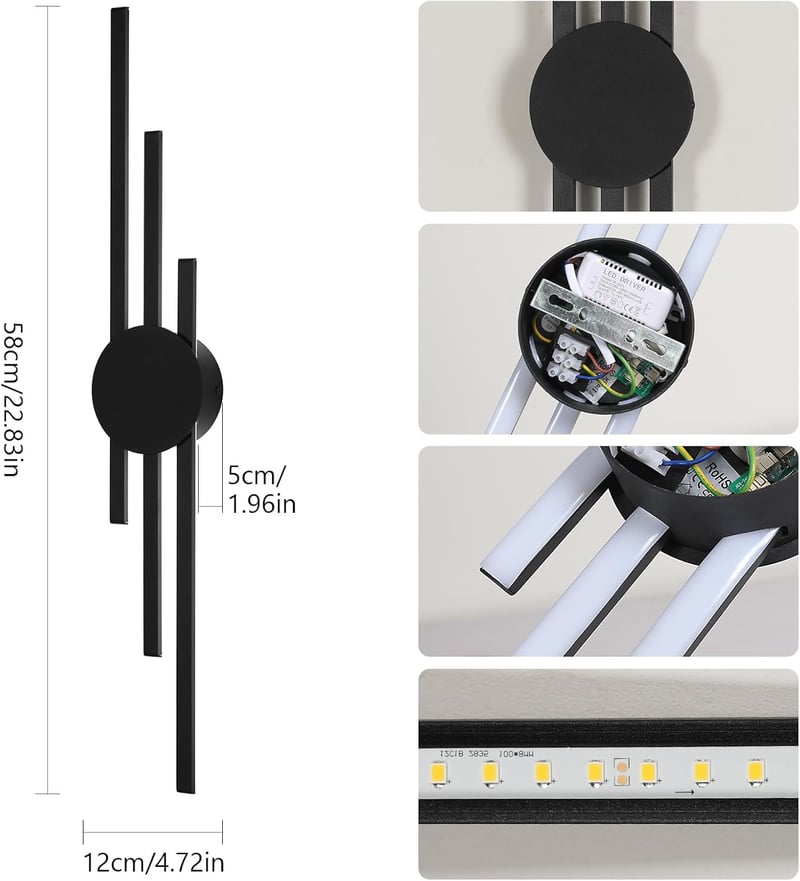 DELIPOP LED fali lámpa modern hosszú kialakítás fekete 24 W 2700 lm 3000 K meleg fehér 58 cm folyosóra lépcsőházba