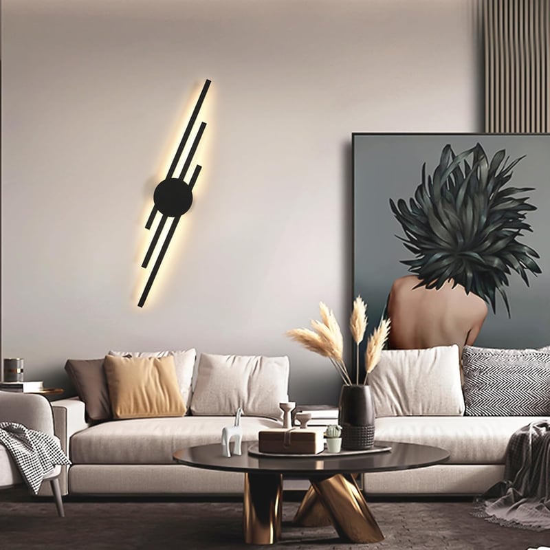 DELIPOP LED fali lámpa modern hosszú kialakítás fekete 24 W 2700 lm 3000 K meleg fehér 58 cm folyosóra lépcsőházba