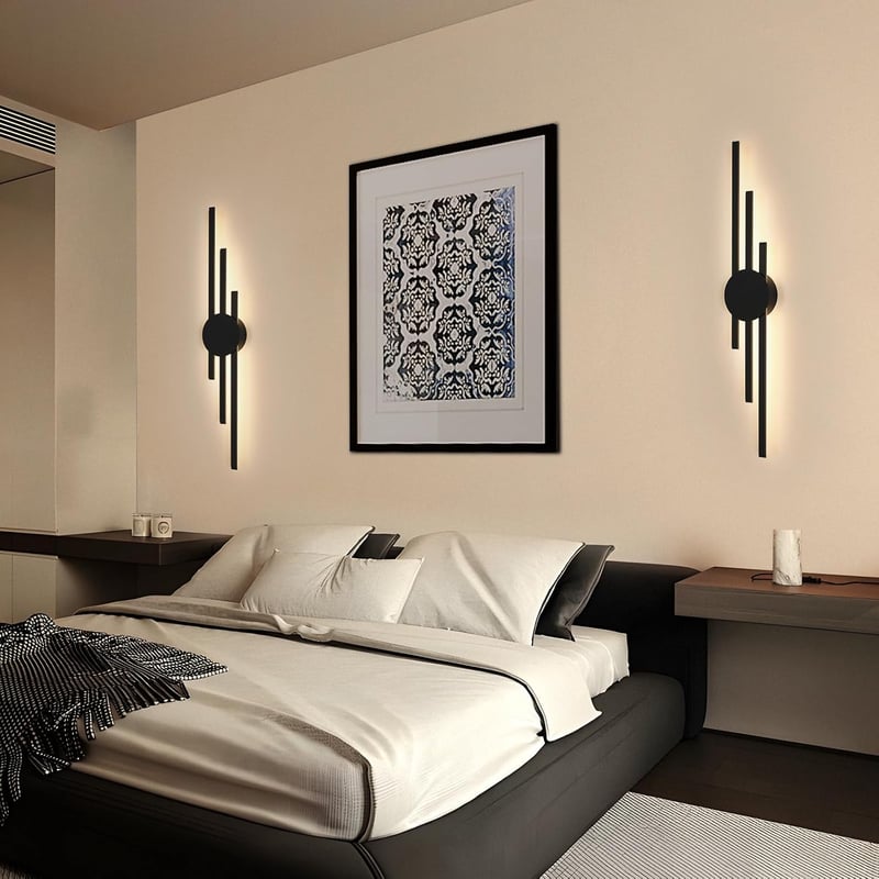 DELIPOP LED fali lámpa modern hosszú kialakítás fekete 24 W 2700 lm 3000 K meleg fehér 58 cm folyosóra lépcsőházba