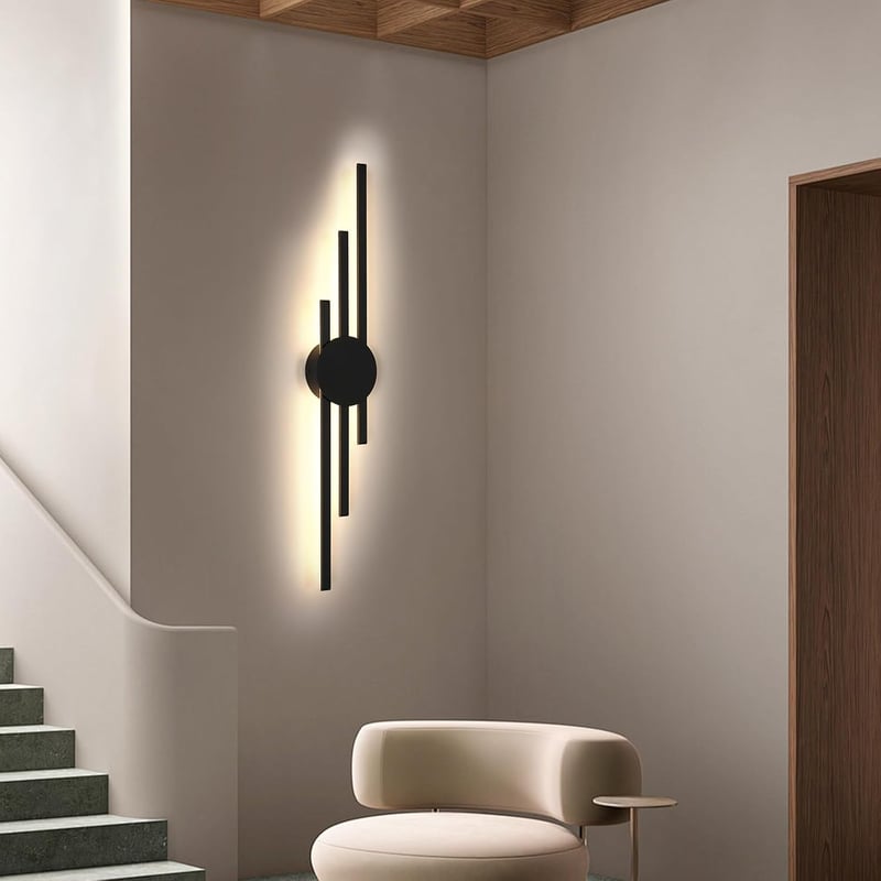 DELIPOP LED fali lámpa modern hosszú kialakítás fekete 24 W 2700 lm 3000 K meleg fehér 58 cm folyosóra lépcsőházba