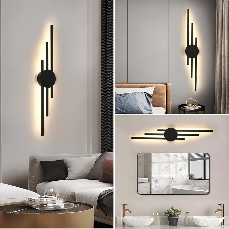 DELIPOP LED fali lámpa modern hosszú kialakítás fekete 24 W 2700 lm 3000 K meleg fehér 58 cm folyosóra lépcsőházba