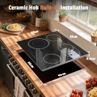 DELITEER 4 égős beépíthető kerámia főzőlap ovális zónával, érintésvezérlés, biztonsági zár, 6600W 5