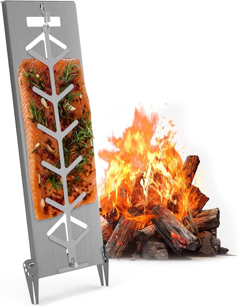Delixike lángolt lazac tartó rozsdamentes acél grillkiegészítő - 18 cm széles, max. 8 mm falvastagság