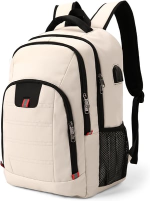 Della Gao laptop hátizsák USB töltőporttal, 17,3", 32 L - bézs