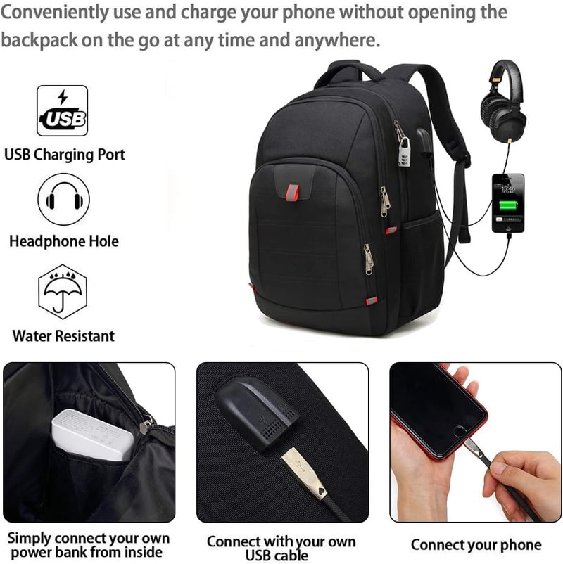Della Gao Vízálló Laptop Hátizsák USB Töltőporttal - Unisex Üzleti és Iskolai Táska Utazáshoz, Munkához, Férfiaknak és Nőknek