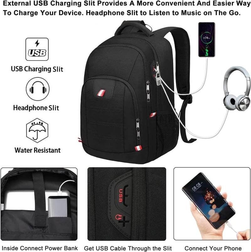 Della Gao Vízálló Laptop Hátizsák USB Töltőporttal - Unisex Üzleti Táska Iskolába, Munkába és Utazáshoz, 50 cm