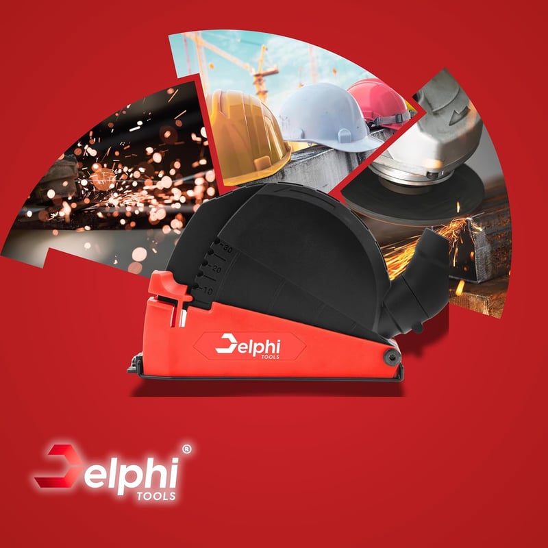 DELPHI Porelszívó Burkolat Sarokcsiszolóhoz 115/125 mm - Állítható Vágásmélység, Fém Konstrukció, Adapter Készlettel