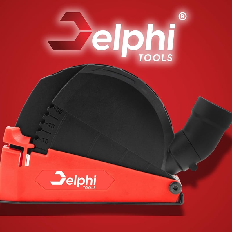 DELPHI Porelszívó Burkolat Sarokcsiszolóhoz 115/125 mm - Állítható Vágásmélység, Fém Konstrukció, Adapter Készlettel