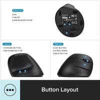 DELUX Ergonomikus Vertikális Vezeték Nélküli Egér Kicsi Kézhez, 6 Gomb, 2400 DPI 6