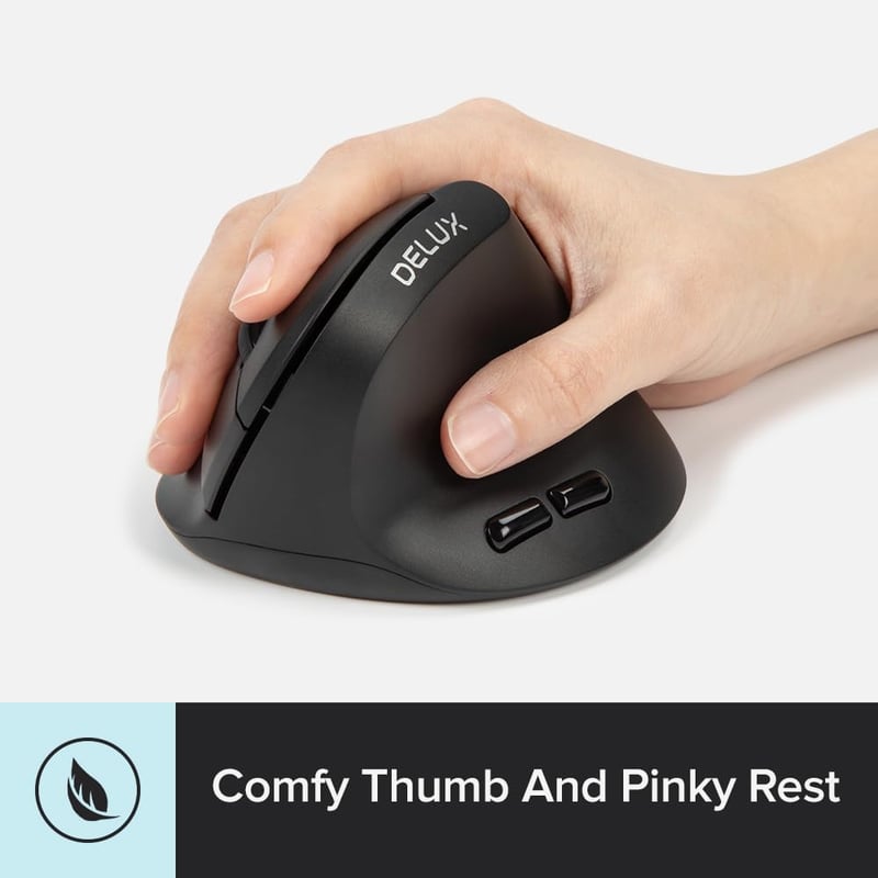DELUX Ergonomikus Vertikális Vezeték Nélküli Egér Kicsi Kézhez, 6 Gomb, 2400 DPI