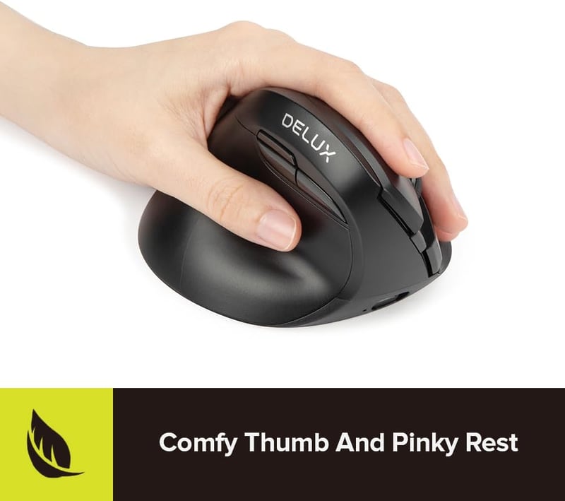 DELUX M618MINI bal kezes ergonomikus vezeték nélküli egér, függőleges, csendes, 4000 DPI