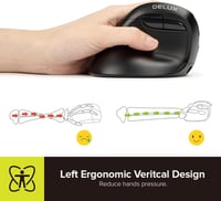 DELUX M618MINI bal kezes ergonomikus vezeték nélküli egér, függőleges, csendes, 4000 DPI 2