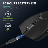 DELUX M800PRO Vezeték Nélküli Gaming Egér PAW3395 Szenzor 26000DPI Tri-Mode Huano Kapcsoló 80 Óra Akkumulátor Fekete 6